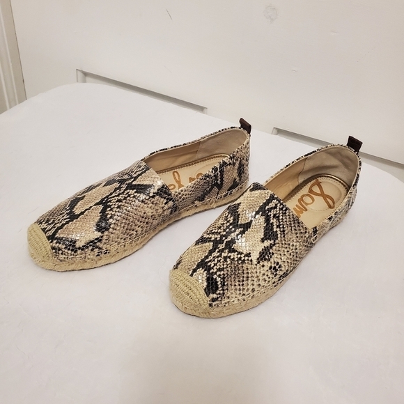 Sam Edelman Khloe Snakeprint Leather Espadrilles Size 8 - Picture 3 of 10